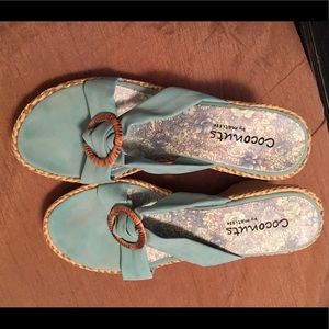 Great looking turquoise wedge sandals.